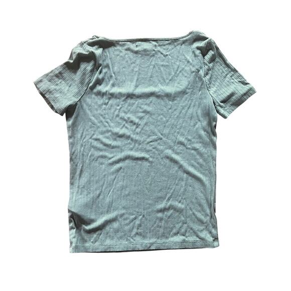 Madewell Ribbed Square-Neck Cropped Tee in Seaweed | Women’s XS - Picture 2 of 3